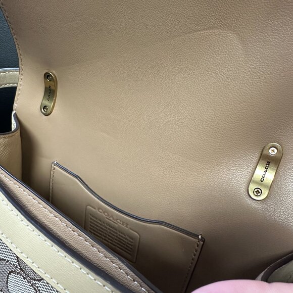 NWT! COACH Alie Shoulder Bag 18 In Signature Jacquard With Snakeskin C3760 - Picture 10 of 13